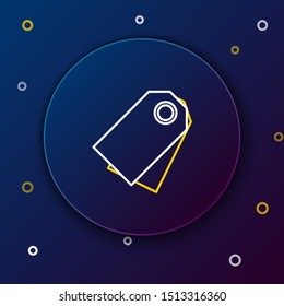 White and yellow line Blank label template price tag icon isolated on dark blue background. Empty shopping discount sticker. Template discount banner. Colorful outline concept. Vector Illustration