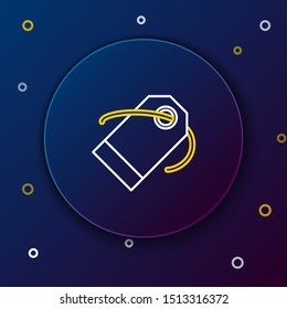 White and yellow line Blank label template price tag icon isolated on dark blue background. Empty shopping discount sticker. Template discount banner. Colorful outline concept. Vector Illustration