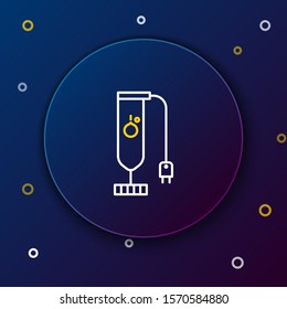 White and yellow line Blender icon isolated on dark blue background. Kitchen electric stationary blender. Cooking smoothies, cocktail or juice. Colorful outline concept. Vector Illustration