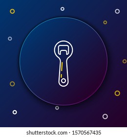 White and yellow line Bottle opener icon isolated on dark blue background. Colorful outline concept. Vector Illustration