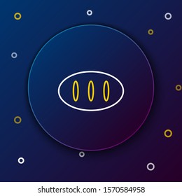 White and yellow line Bread loaf icon isolated on dark blue background. Colorful outline concept. Vector Illustration
