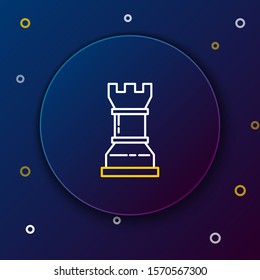 White and yellow line Business strategy icon isolated on dark blue background. Chess symbol. Game, management, finance. Colorful outline concept. Vector Illustration