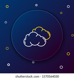 White and yellow line Cloud icon isolated on dark blue background. Colorful outline concept. Vector Illustration