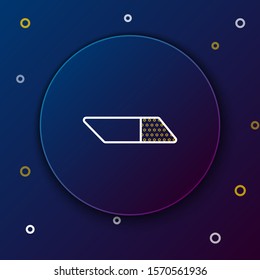 White and yellow line Eraser or rubber icon isolated on dark blue background. Colorful outline concept. Vector Illustration