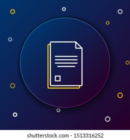 White and yellow line File document icon isolated on dark blue background. Checklist icon. Business concept. Colorful outline concept. Vector Illustration
