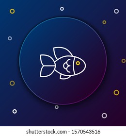 White and yellow line Fish icon isolated on dark blue background. Colorful outline concept. Vector Illustration