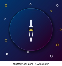 White and yellow line Fishing float icon isolated on dark blue background. Fishing tackle. Colorful outline concept. Vector Illustration