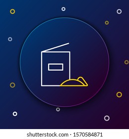White and yellow line Flour pack icon isolated on dark blue background. Colorful outline concept. Vector Illustration