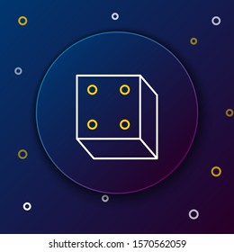 White and yellow line Game dice icon isolated on dark blue background. Casino gambling. Colorful outline concept. Vector Illustration