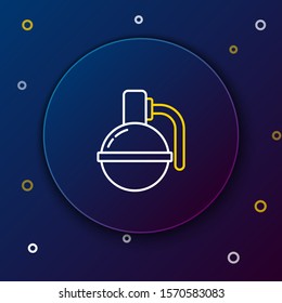 White and yellow line Hand grenade icon isolated on dark blue background. Bomb explosion. Colorful outline concept. Vector Illustration
