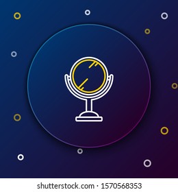 White and yellow line Hand mirror icon isolated on dark blue background. Colorful outline concept. Vector Illustration