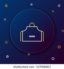 White and yellow line Kitchen apron icon isolated on dark blue background. Chef uniform for cooking. Colorful outline concept. Vector Illustration