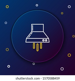White and yellow line Kitchen extractor fan icon isolated on dark blue background. Cooker hood. Kitchen exhaust. Household appliance. Colorful outline concept. Vector Illustration