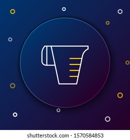 White and yellow line Measuring cup to measure dry and liquid food icon isolated on dark blue background. Plastic graduated beaker with handle. Colorful outline concept. Vector Illustration