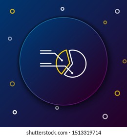 White and yellow line Pie chart infographic icon isolated on dark blue background. Diagram chart sign.  Colorful outline concept. Vector Illustration