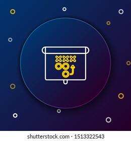 White and yellow line Planning strategy concept icon isolated on dark blue background. Soccer or american football cup formation and tactic. Colorful outline concept. Vector Illustration