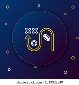 White and yellow line Planning strategy concept icon isolated on dark blue background. Soccer or american football cup formation and tactic. Colorful outline concept. Vector Illustration