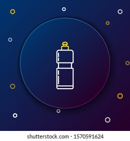 White and yellow line Plastic bottle for liquid laundry detergent, bleach, dishwashing liquid or another cleaning agent icon isolated on dark blue background. Colorful outline concept. Vector