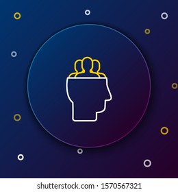 White and yellow line Project team base icon isolated on dark blue background. Business analysis and planning, consulting, team work, project management. Colorful outline concept. Vector Illustration