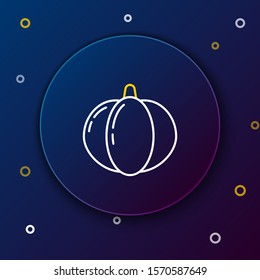 White and yellow line Pumpkin icon isolated on dark blue background. Happy Halloween party. Colorful outline concept. Vector Illustration