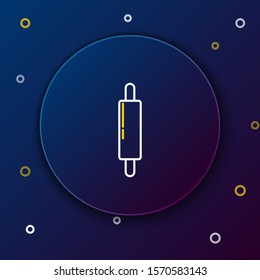 White and yellow line Rolling pin icon isolated on dark blue background. Colorful outline concept. Vector Illustration
