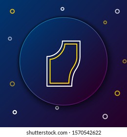 White and yellow line Sewing Pattern icon isolated on dark blue background. Markings for sewing. Colorful outline concept. Vector Illustration