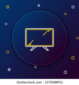 White and yellow line Smart Tv icon isolated on dark blue background. Television sign. Colorful outline concept. Vector Illustration