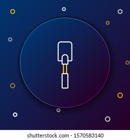 White and yellow line Spatula icon isolated on dark blue background. Kitchen spatula icon. BBQ spatula sign. Barbecue and grill tool. Colorful outline concept. Vector Illustration