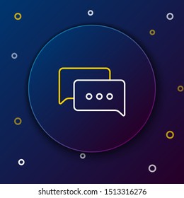 White and yellow line Speech bubble chat icon isolated on dark blue background. Message icon. Communication or comment chat symbol. Colorful outline concept. Vector Illustration
