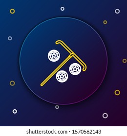 White and yellow line Stick for chips icon isolated on dark blue background. Casino gambling. Colorful outline concept. Vector Illustration