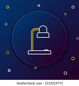 White and yellow line Table lamp icon isolated on dark blue background. Table office lamp. Colorful outline concept. Vector Illustration