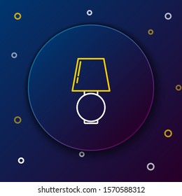 White and yellow line Table lamp icon isolated on dark blue background. Colorful outline concept. Vector Illustration