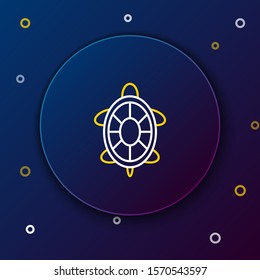 White and yellow line Turtle icon isolated on dark blue background. Colorful outline concept. Vector Illustration