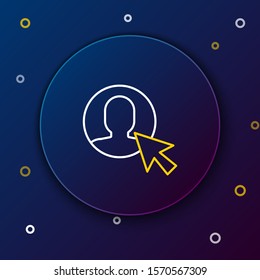 White and yellow line User of man in business suit icon isolated on dark blue background. Business avatar symbol - user profile icon. Male user sign. Colorful outline concept. Vector Illustration