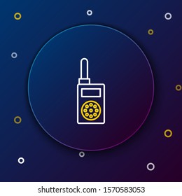 White and yellow line Walkie talkie icon isolated on dark blue background. Portable radio transmitter icon. Radio transceiver sign. Colorful outline concept. Vector Illustration