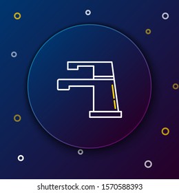 White and yellow line Water tap icon isolated on dark blue background. Colorful outline concept. Vector Illustration