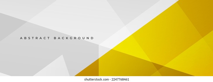 White and yellow modern abstract wide banner with geometric shapes. Yellow and white abstract background. Vector illustration