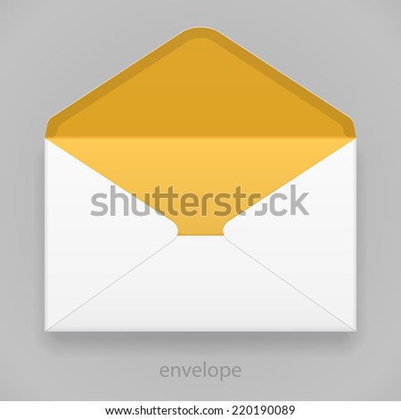 White Yellow Orange Blank Envelope Isolated On Gray Background. Ready For Your Design. Product Packing Vector EPS10