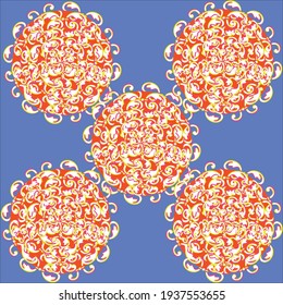 
white yellow orange circle border with four side and centre orange circle isolatedwith light blue background square cloth design 4.eps
