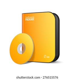 White Yellow Orange Rounded Modern Software Package Box With DVD, CD Disk Or Other Your Product EPS10 