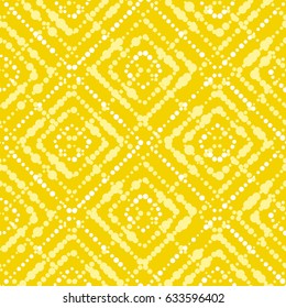 White and yellow paint dot setter concept summer seamless pattern. Modern abstract repeatable motif in summer color. Vector illustration for surface design, fabric. Sunny dotted abstract pattern.
