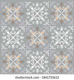 Patrones blancos y amarillos en el fondo gris