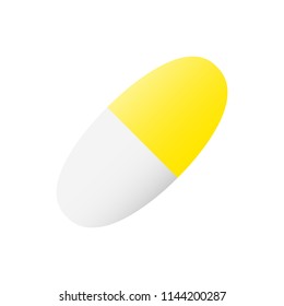 White and yellow pill vector illustration isolated on a white background