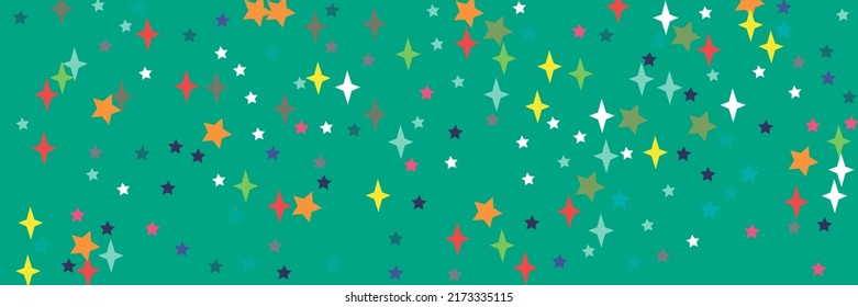 White Yellow Pink Colorful Multicolor Lavender Green Stars Pattern. Turquoise Blue Azure Orange Print Vivid Stars Illustration. Chaotic Bright Vibrant Red Indigo Pastel Violet Sea Sky Background.