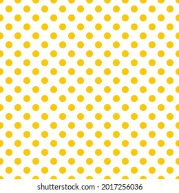 Patrón transparente de Polka Dot blanco y amarillo. En el caso de las setas, manteles, ropa, camisas, vestidos, papel, ropa de cama, mantas, edredones y otros productos textiles. Fondo vectorial.