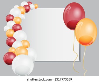 White, yellow and red balloons, concept design. Celebration Vector illustration.