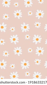 white and yellow seamless flowers texture pattern design, Seamless repeat pattern with flowers and leaves in white and yellow on pink background. Hand drawn fabric, gift wrap, wall art design.