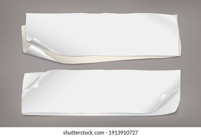 White, yellow stacked horizontal note, notebook paper are on dark grey background for text, advertising or design. Vector illustration