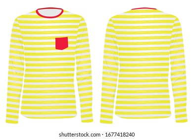 White and yellow striped long sleeve t shirt. vector