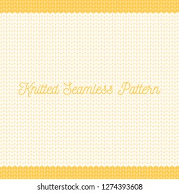 white with yellow stripes knitted vector seamless background, woolen clothes pattern, knitted texture